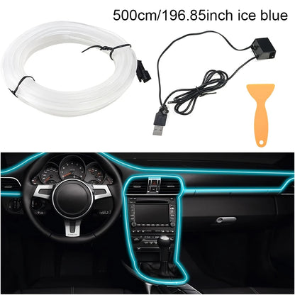 5m EL Wire Car Interior Ambient Light Strip — USB DIY Dashboard &amp; Console