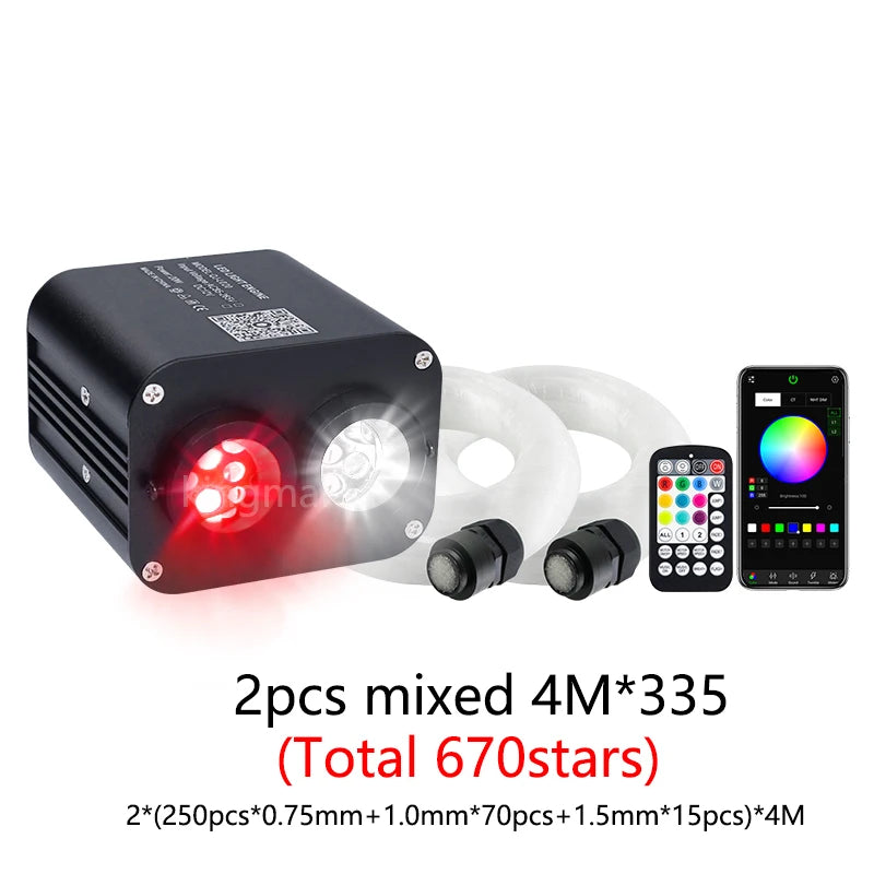 20W RGBW Double Head Car Starry Sky Music Control Car Roof Star Fiber Optic Star Ceiling kit Smart APP Twinkle Fiber Optic Light