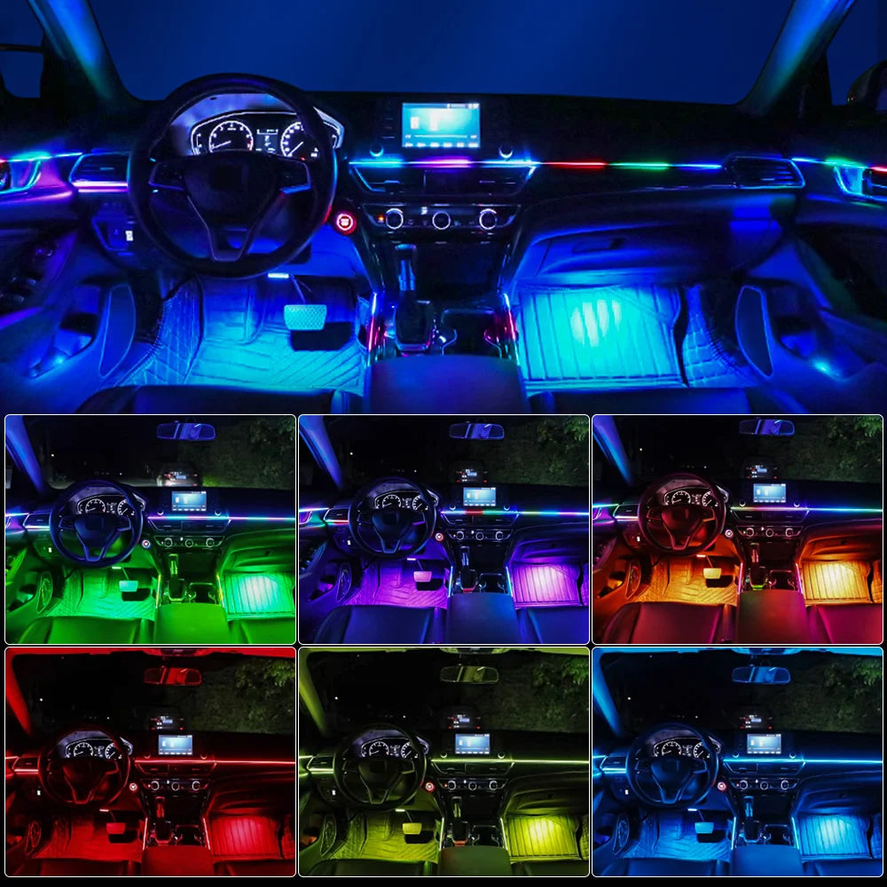 Led Car Ambient Lights RGB Symphony Streamer Bluetooth Rainbow Acrylic Strips