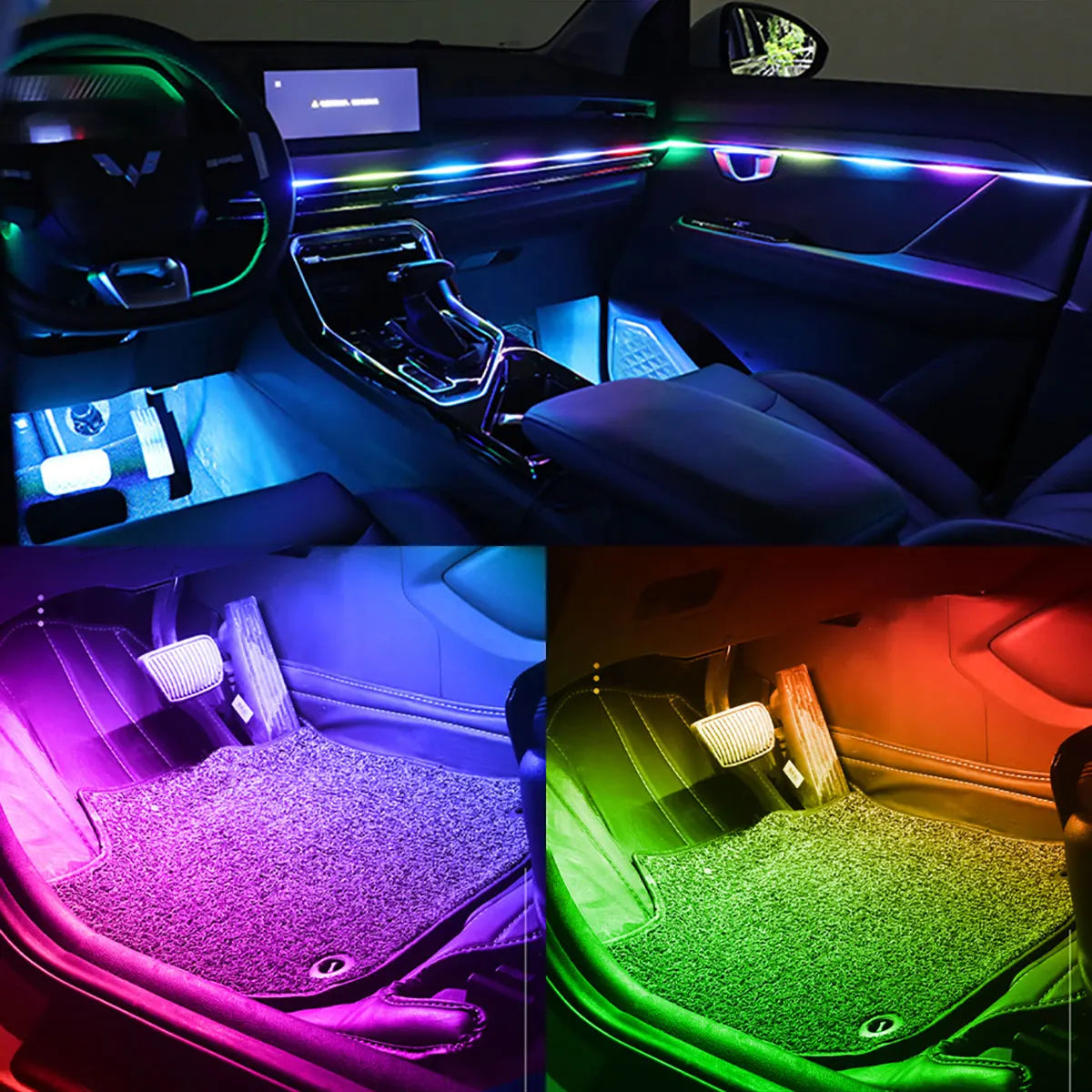 18-in-1 Symphony RGB LED Car Ambient Light Kit — App Control Acrylic Strip