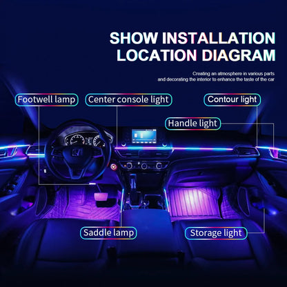 14 / 18-in-1 RGB Acrylic Car Ambient Light Kit — 64 / 213 Colour Symphony Streamer, App Control
