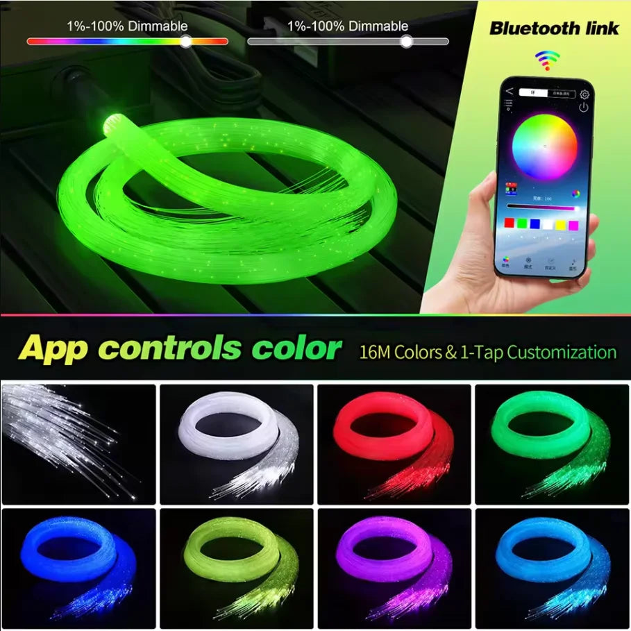 Starry sky roof for car, modified starry sky light with Bluetooth remote control, rgbw gypsophila, meteor kit, 12v