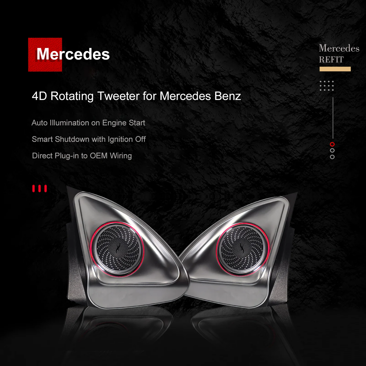 Mercedes-Benz 4D Rotating Tweeter Speaker — 64 Colour LED, W213 W205 X253 W222 W223 W206