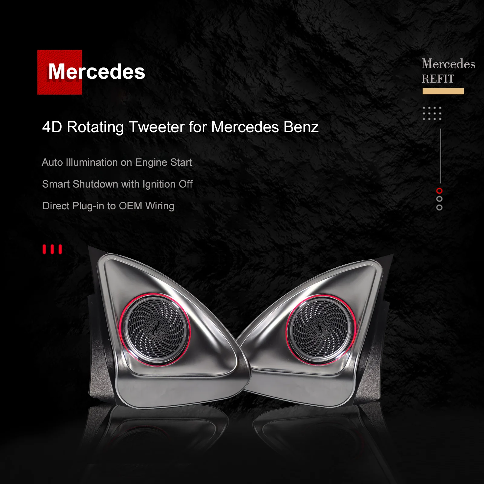 Mercedes-Benz 4D Rotating Tweeter Speaker — 64 Colour LED, W213 W205 X253 W222 W223 W206