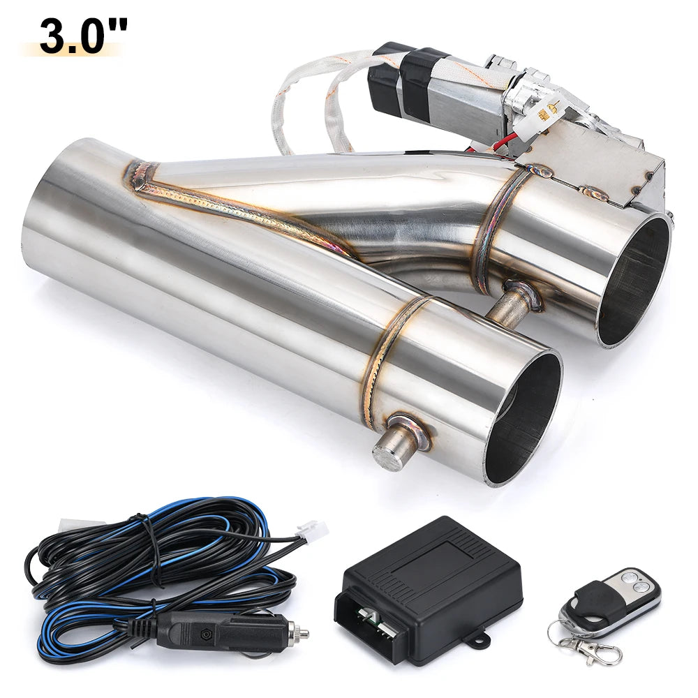 Universal Stainless Steel Dual-Valve Electric Exhaust Downpipe Cutout With Remote