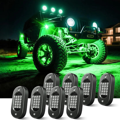 Honalia RGB LED Rock Lights — 4 / 6 / 8 / 10 / 12 Pod Kit, App Control, IP68