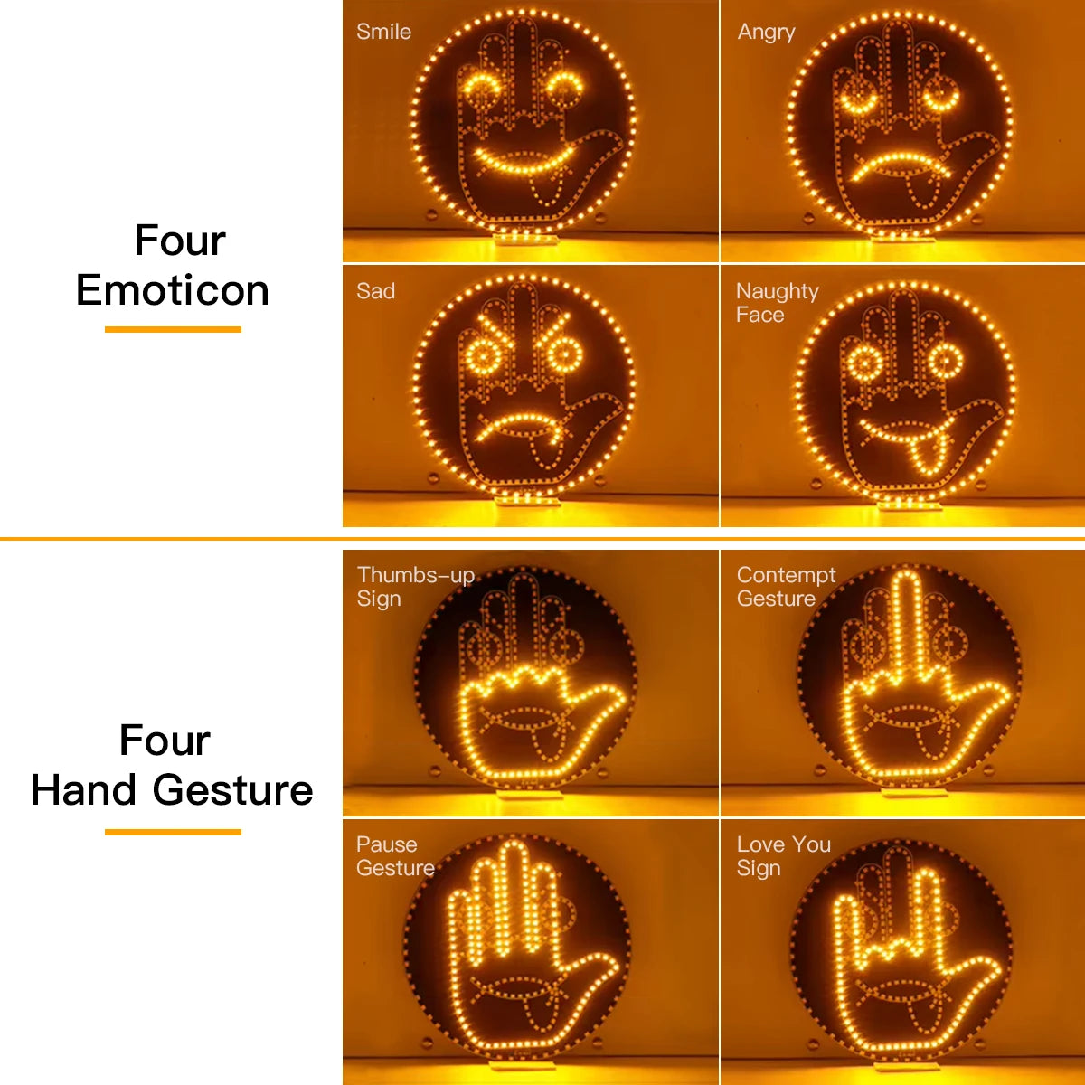 Car LED Gesture Expression Light — Remote Control Middle Finger / Palm Light