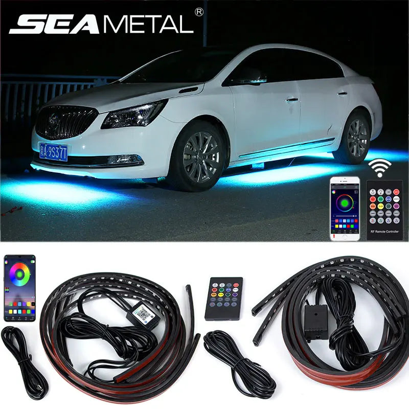 Car Underglow Neon LED Strip Kit — 8 Colour, Sound Active, App &amp; Remote Control