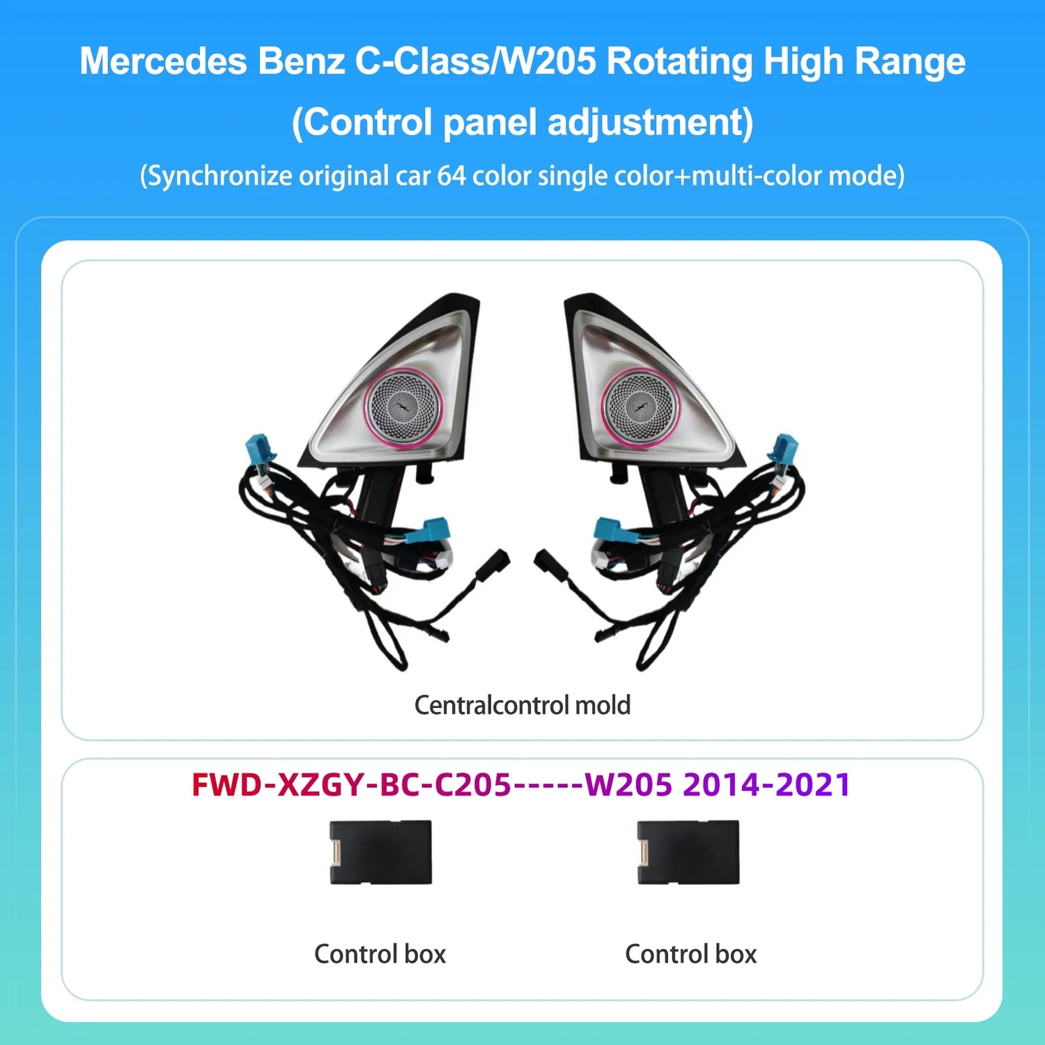 Mercedes-Benz 4D Rotating Tweeter Speaker — 64 Colour LED, W213 W205 X253 W222 W223 W206