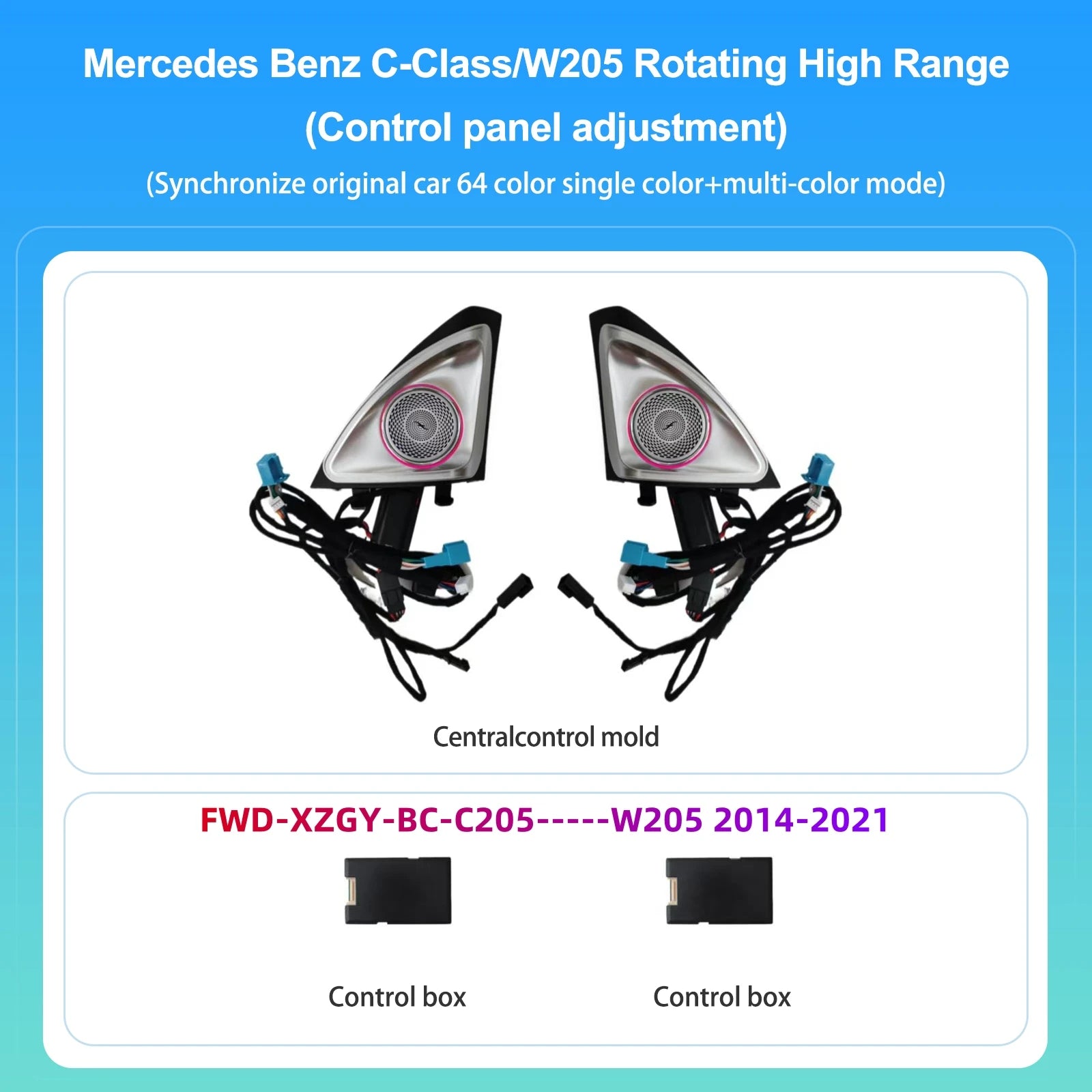 Mercedes-Benz 4D Rotating Tweeter Speaker — 64 Colour LED, W213 W205 X253 W222 W223 W206