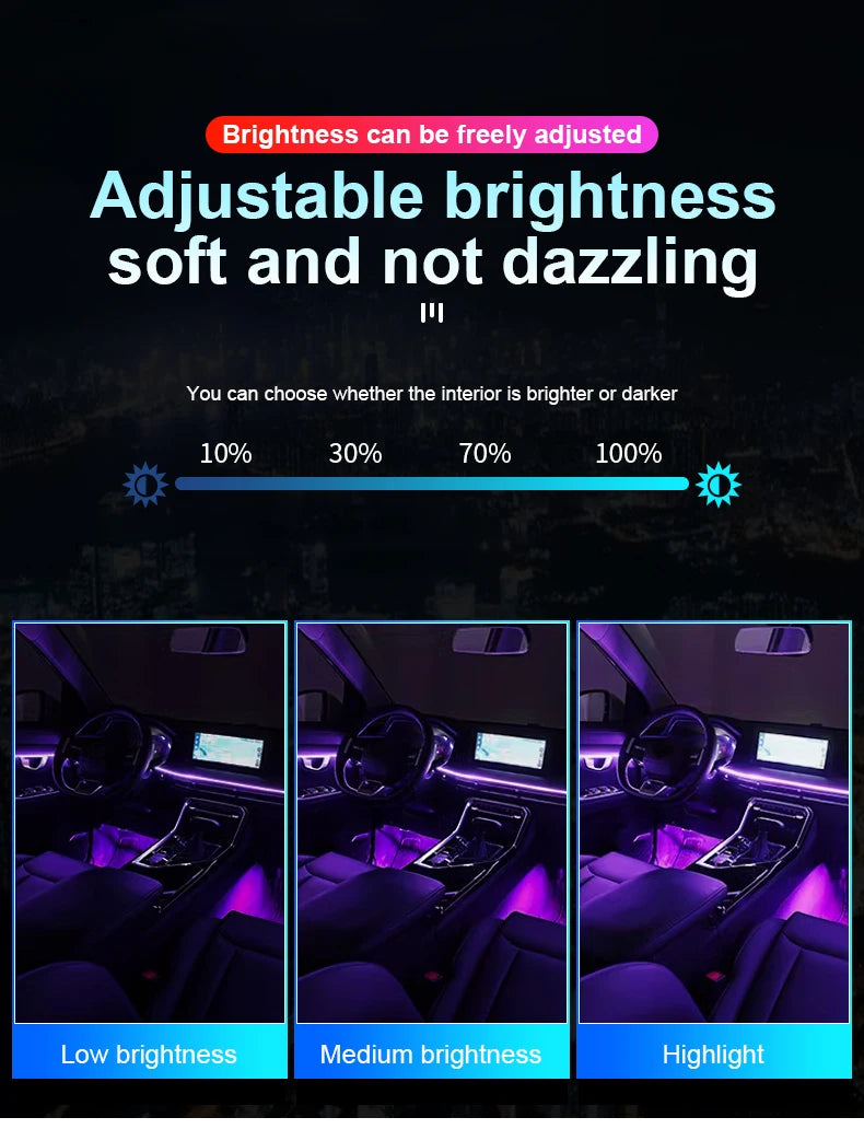 14 / 18-in-1 RGB Acrylic Car Ambient Light Kit — 64 / 213 Colour Symphony Streamer, App Control