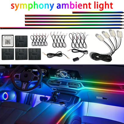 18-in-1 Full Colour Streamer RGB Car Ambient Light — 64 Colour Symphony Acrylic Strip