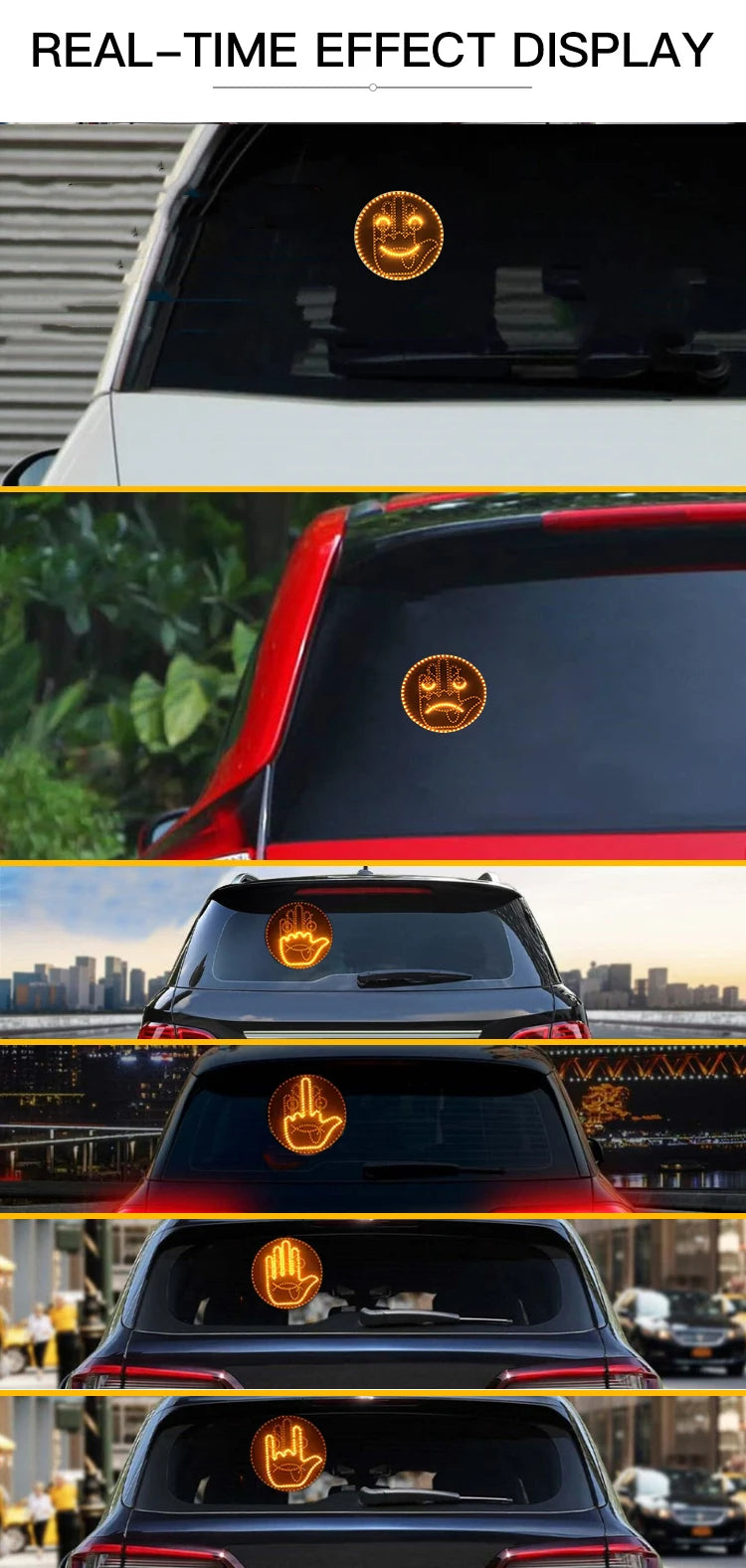 Car LED Gesture Expression Light — Remote Control Middle Finger / Palm Light