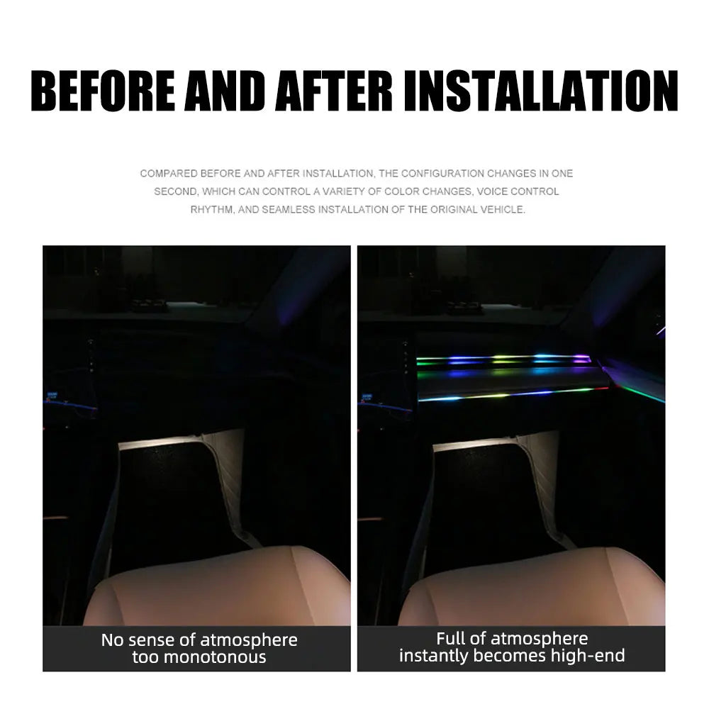 18-in-1 Symphony RGB LED Car Ambient Light Kit — App Control Acrylic Strip