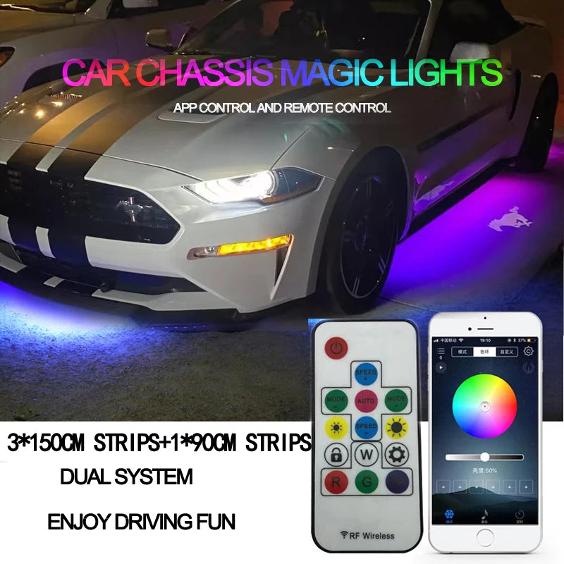 Car &amp; Motorcycle Underglow Neon RGB LED Atmosphere Light Strip — Customisable Flashing
