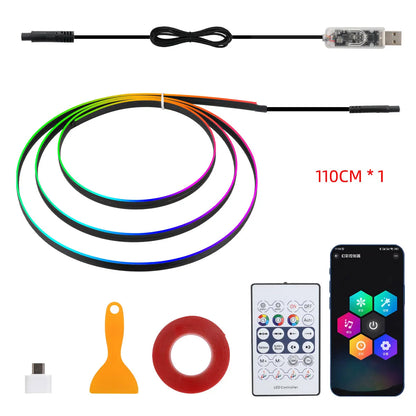 18-in-1 Symphony RGB LED Car Ambient Light Kit — App Control Acrylic Strip