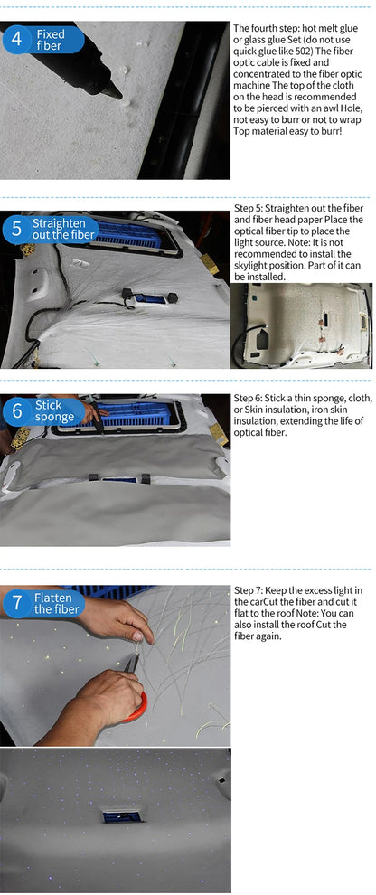 Starry sky roof for car, modified starry sky light with Bluetooth remote control, rgbw gypsophila, meteor kit, 12v