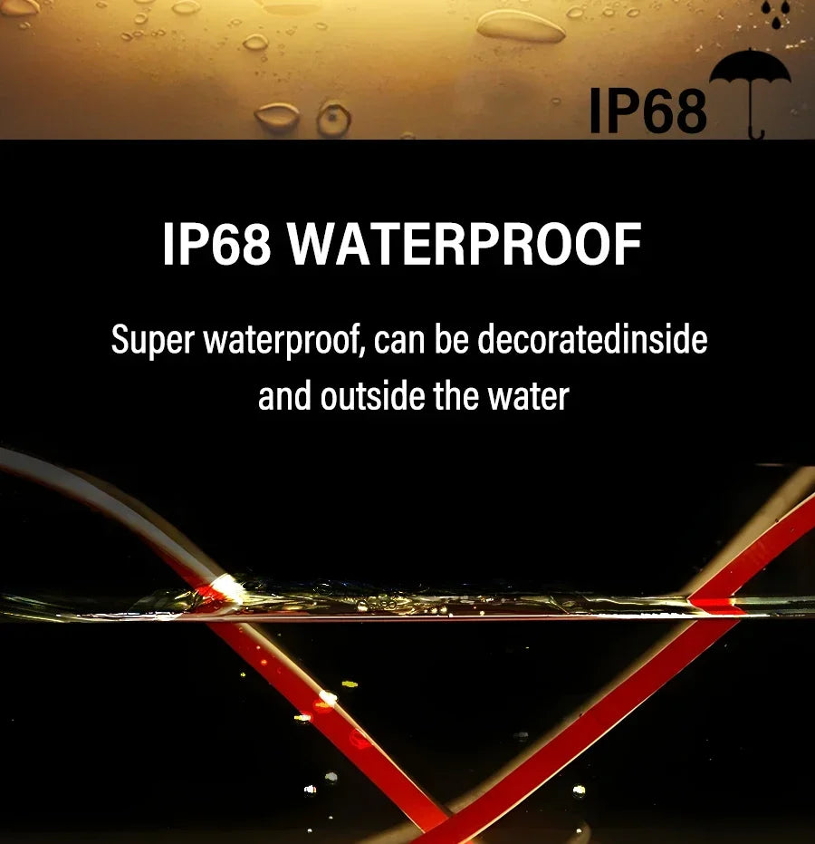 24V 12V IP68 COB LED Strip Waterproof 3000K4000K 6000K Neon Light Underwater 12V 320Leds/m Flexible Ribbon Tape RA90 Lighting