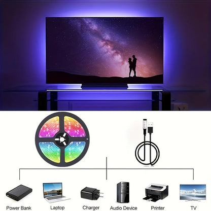 USB RGB LED Strip Light — App / IR / Bluetooth Control, TV Backlight &amp; Home Ambient