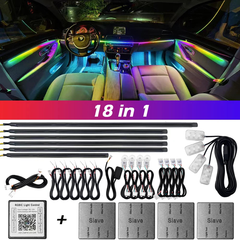 18 in 1 Dual Zone Symphony Streamer Car Ambient Light