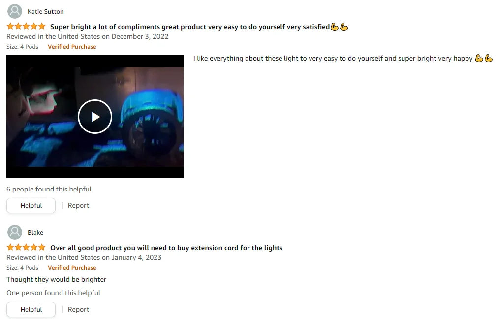 Honalia RGB LED Rock Lights — 4 / 6 / 8 / 10 / 12 Pod Kit, App Control, IP68