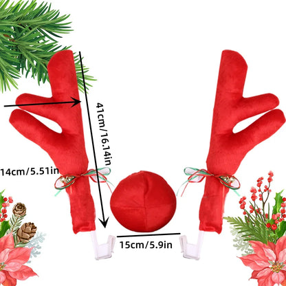 Christmas Car Decoration Kit — Reindeer Antlers &amp; Nose