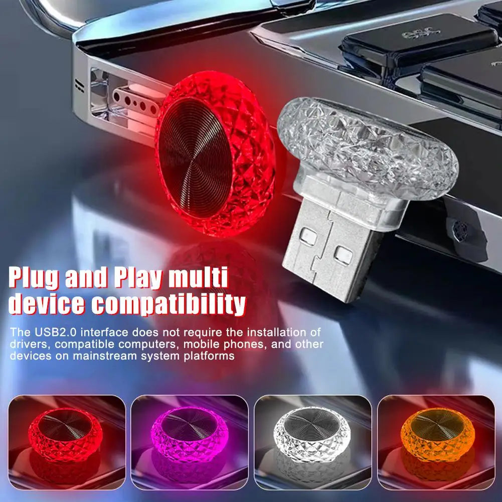 Portable USB Mini LED Car Ambient Light — Plug &amp; Play Interior Atmosphere Lamp