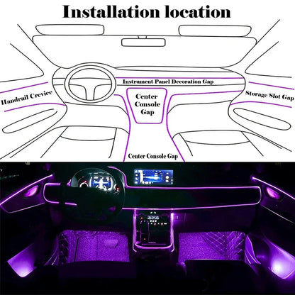 Flexible EL Wire Car Interior Ambient Light Strip — App Control RGB Neon 12V