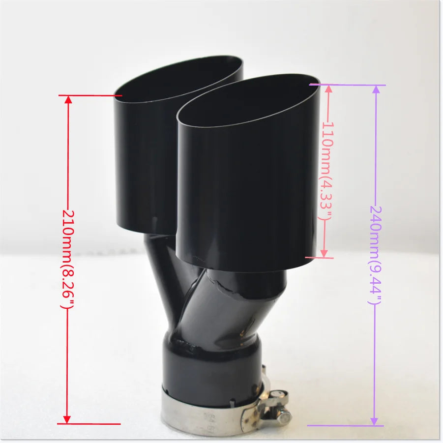 Stainless Steel BLACK Muffler Double Tube Exhaust Tail Pipe