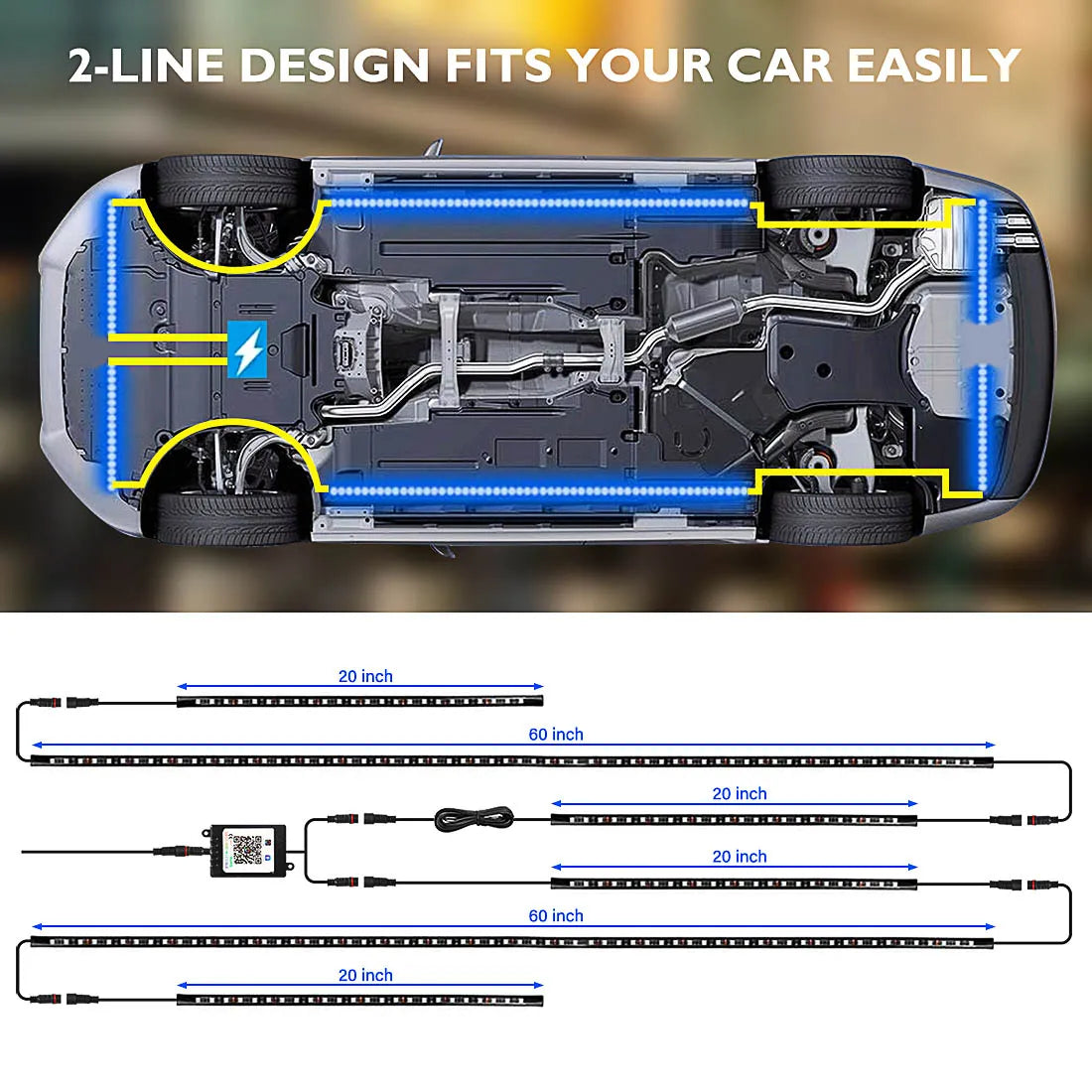 Car &amp; Motorcycle Underglow Neon RGB LED Atmosphere Light Strip — Customisable Flashing