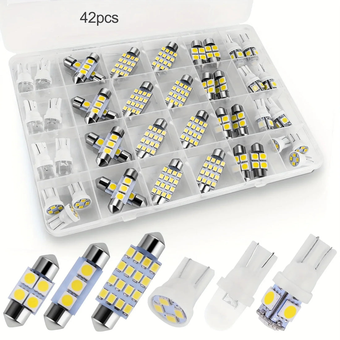 42Pcs T10 5050 Car LED Light Bulb Interior Dome Trunk License Plate Lamps Kit White for Bmw E53 E60 E90 LED Lamp