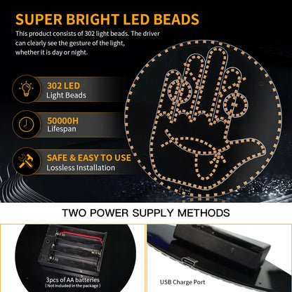 Car LED Gesture Expression Light — Remote Control Middle Finger / Palm Light