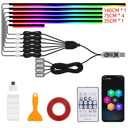 Universal Symphony RGB LED Streamer Ambient Light — USB App &amp; Remote, Tesla Model 3 / Y / S / X