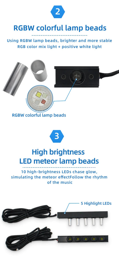 Starry sky roof for car, modified starry sky light with Bluetooth remote control, rgbw gypsophila, meteor kit, 12v