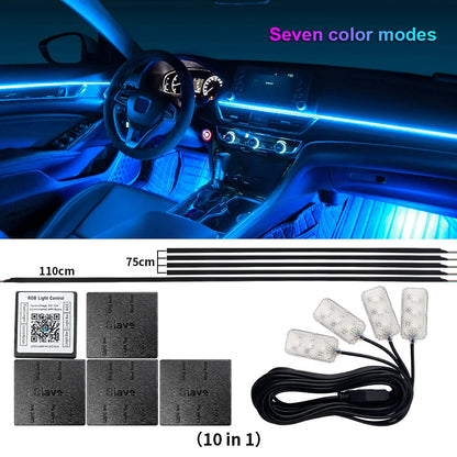 14 / 18-in-1 RGB Acrylic Car Ambient Light Kit — 64 / 213 Colour Symphony Streamer, App Control