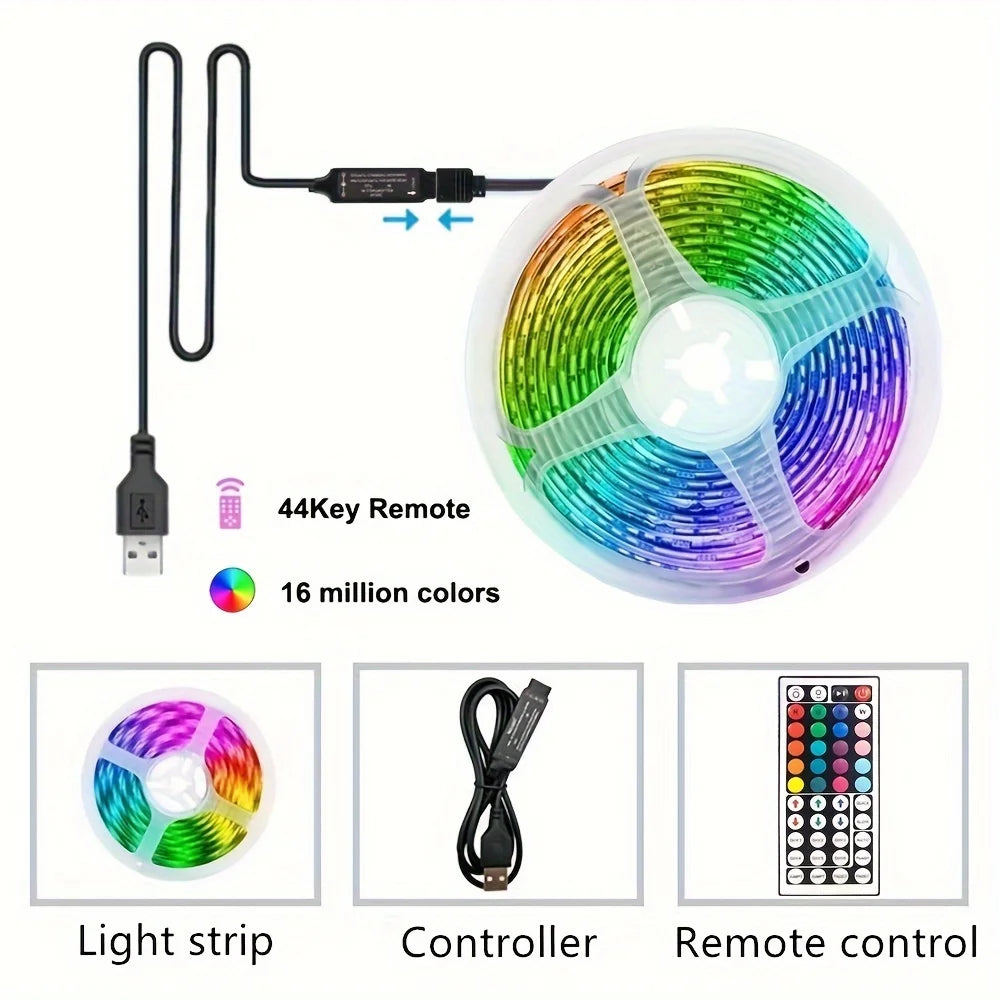 USB RGB LED Strip Light — App / IR / Bluetooth Control, TV Backlight &amp; Home Ambient