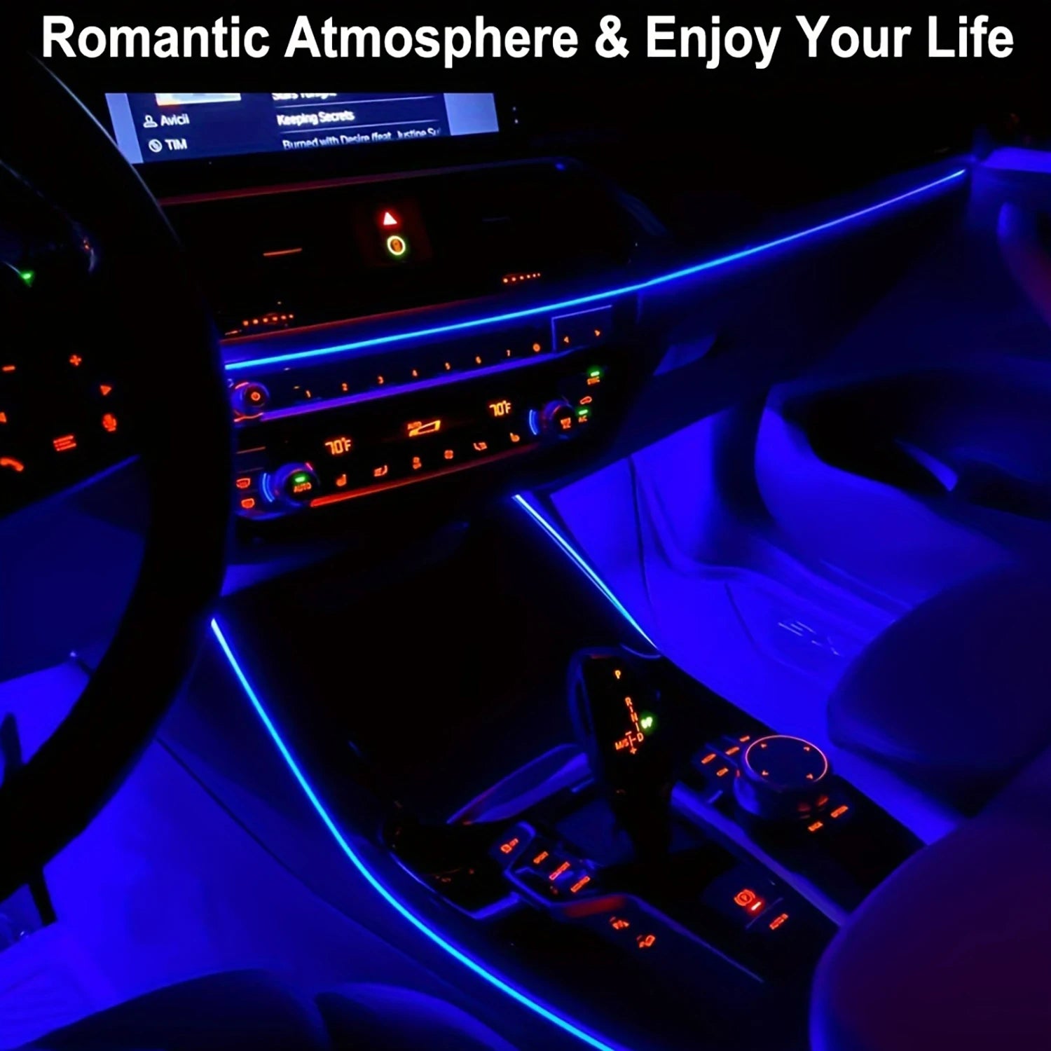 5m EL Wire Car Interior Ambient Light Strip — USB DIY Dashboard &amp; Console