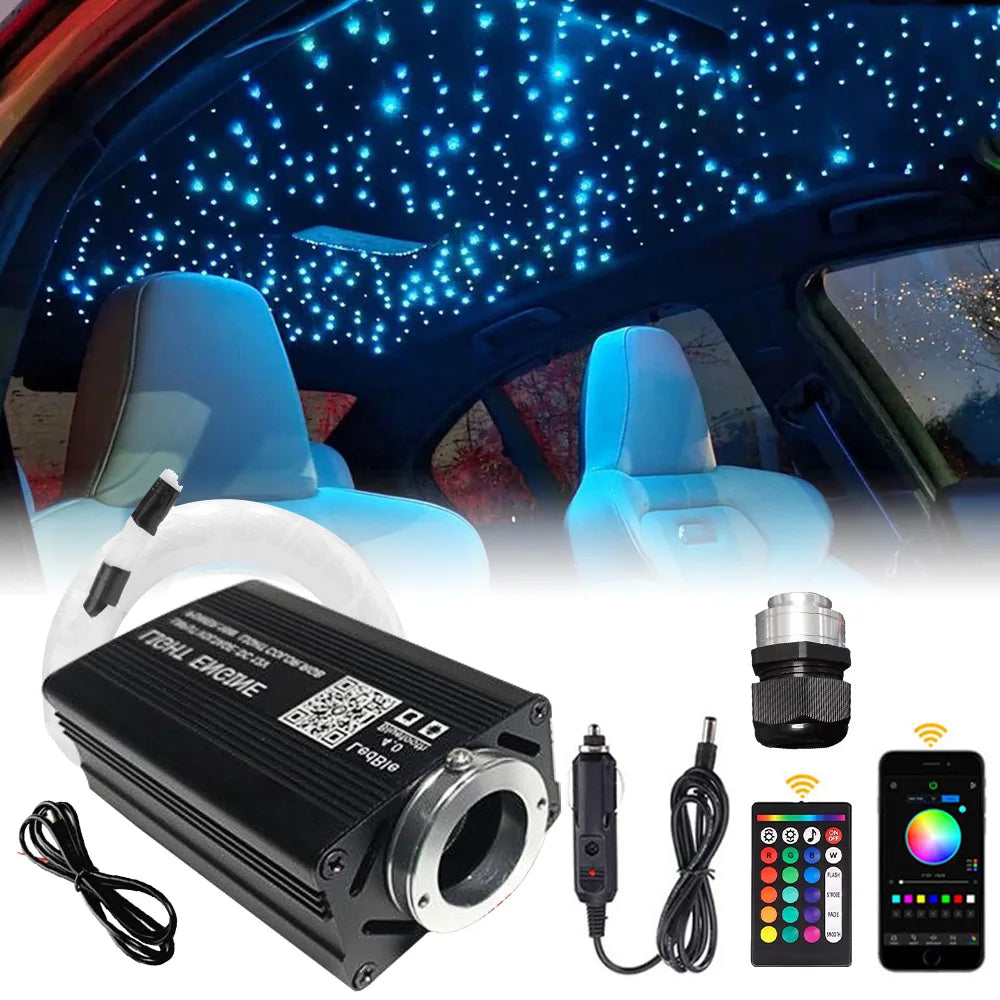 Car Starry Sky Fibre Optic Light — RGB 12W 8 Colour, Music &amp; Voice Control