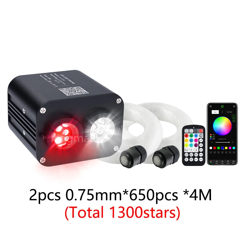 20W RGBW Double Head Car Starry Sky Music Control Car Roof Star Fiber Optic Star Ceiling kit Smart APP Twinkle Fiber Optic Light