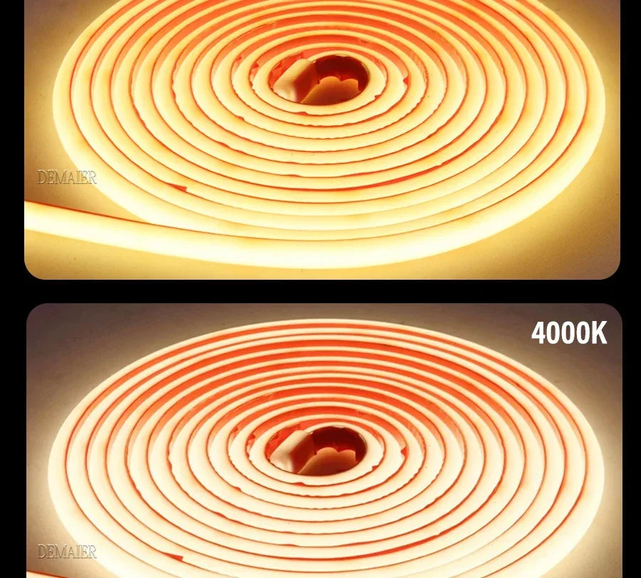 24V 12V IP68 COB LED Strip Waterproof 3000K4000K 6000K Neon Light Underwater 12V 320Leds/m Flexible Ribbon Tape RA90 Lighting