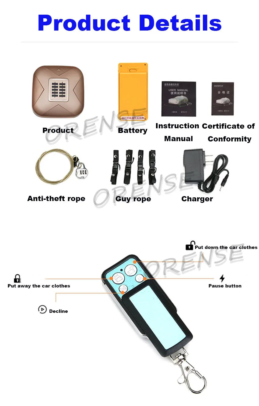 Fully Automatic Car Cover — Intelligent Remote Control Solar Sunshade
