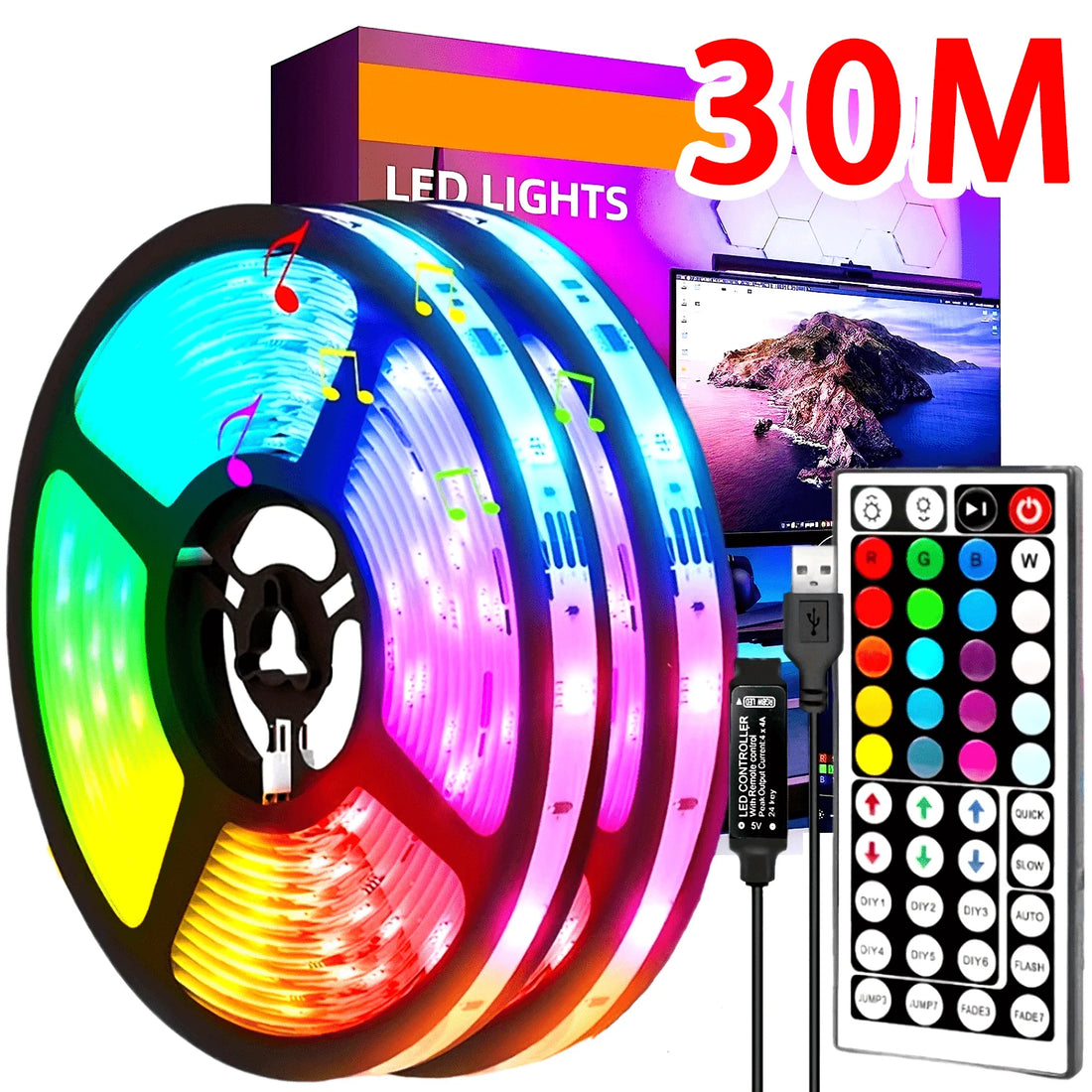 USB LED Strip Light APP Control IR Bluetooth Tape RGB IR Bedroom Living Room Self-adhesive TV Backlight Remote Lamp Diode Lights