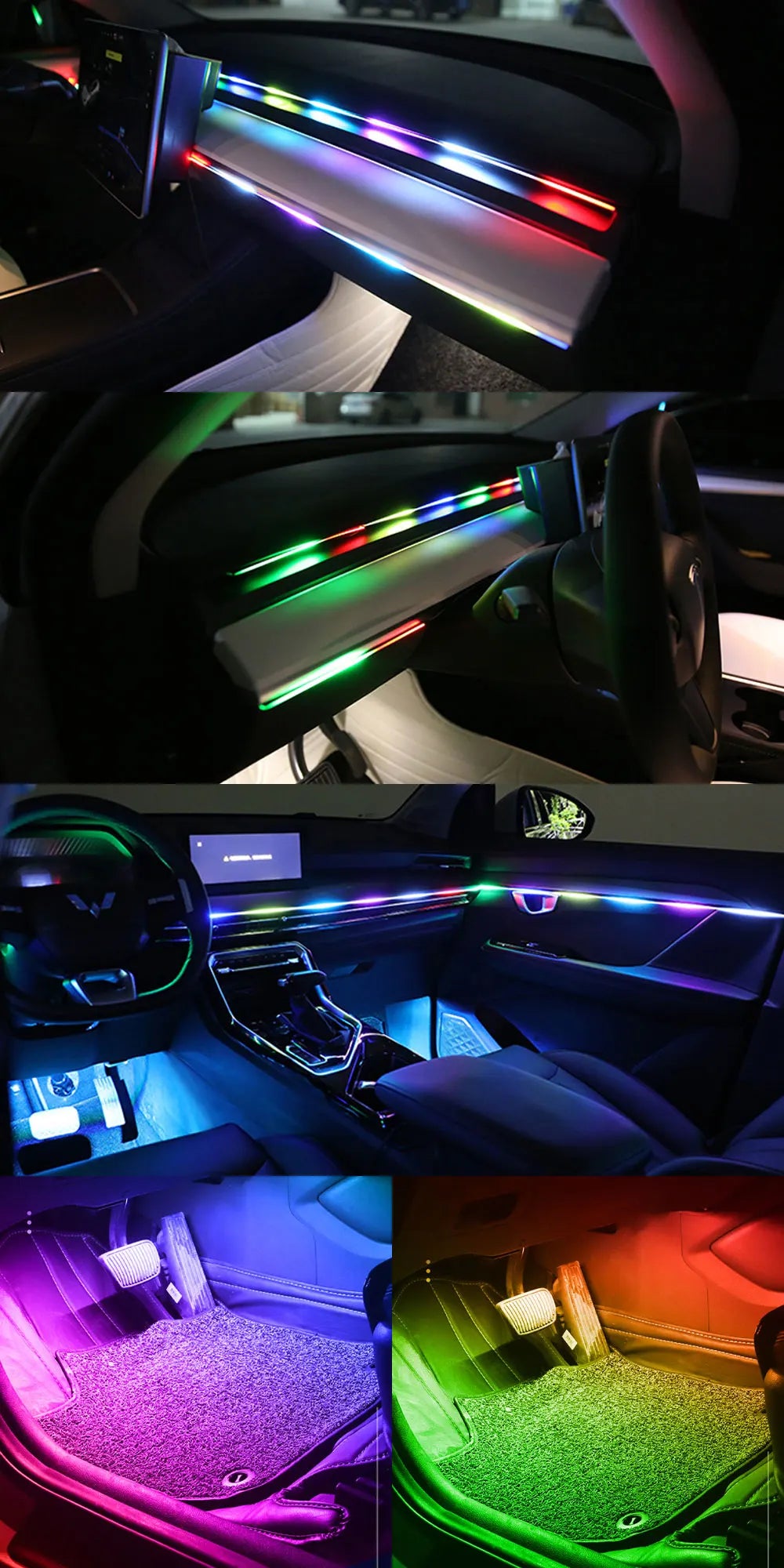 18-in-1 Symphony RGB LED Car Ambient Light Kit — App Control Acrylic Strip