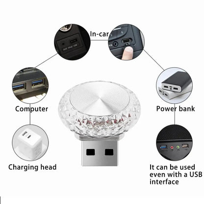 Portable USB Mini LED Car Ambient Light — Plug &amp; Play Interior Atmosphere Lamp