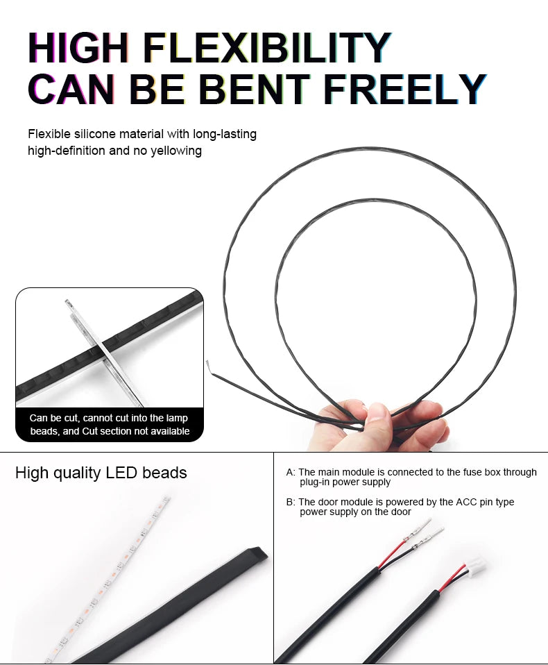14 / 18-in-1 RGB Acrylic Car Ambient Light Kit — 64 / 213 Colour Symphony Streamer, App Control