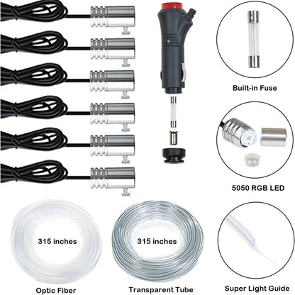Flexible EL Wire Car Interior Ambient Light Strip — App Control RGB Neon 12V