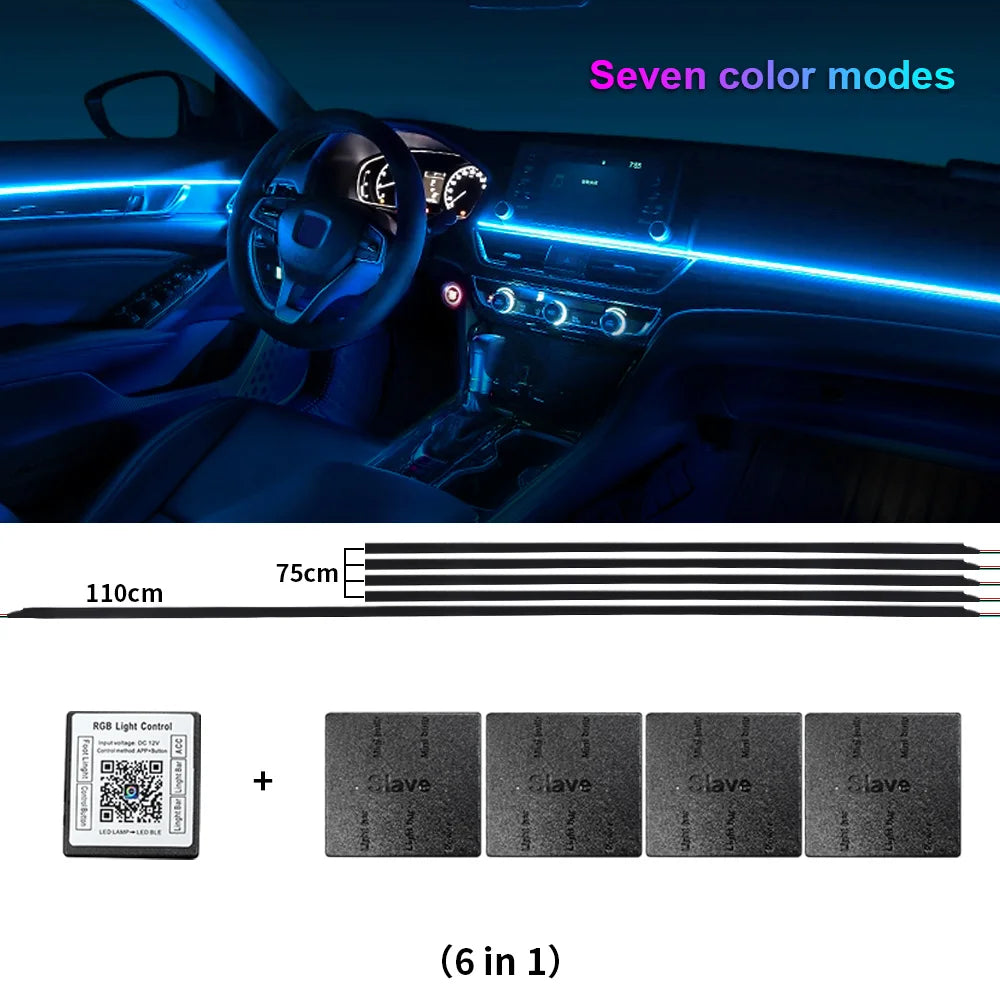 14 / 18-in-1 RGB Acrylic Car Ambient Light Kit — 64 / 213 Colour Symphony Streamer, App Control