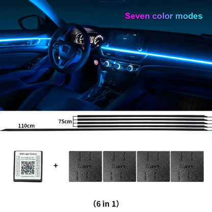14 / 18-in-1 RGB Acrylic Car Ambient Light Kit — 64 / 213 Colour Symphony Streamer, App Control