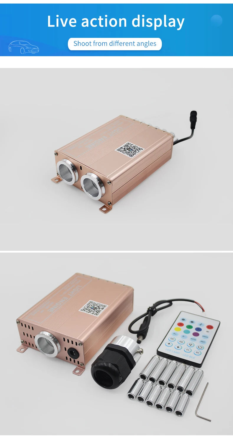 Car Starry Sky Ceiling Modified Flashing Starry Sky Double-Headed Voice-Controlled Rgbw Full-Color Breathing Ceiling Atmosphere Starry Sky Light with White Light