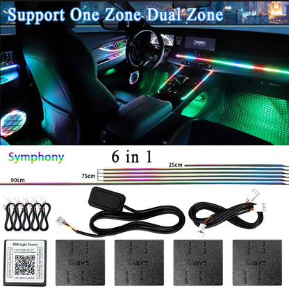 14 / 18-in-1 RGB Acrylic Car Ambient Light Kit — 64 / 213 Colour Symphony Streamer, App Control